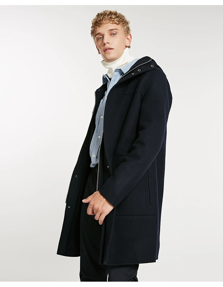 JackJones зимнее мужское Свободное длинное шерстяное пальто со стоячим воротником модная мужская одежда 218427505