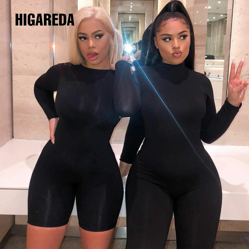

2020 long sleeve stretchy pure sexy playsuit autumn winter women fashion streetwear outfits bodycon romper body