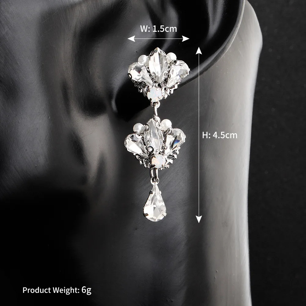 Silver Pearl Earrings Fashionable Baroque Set with Diamonds Court Style Female Jewelry ECL | Украшения и аксессуары