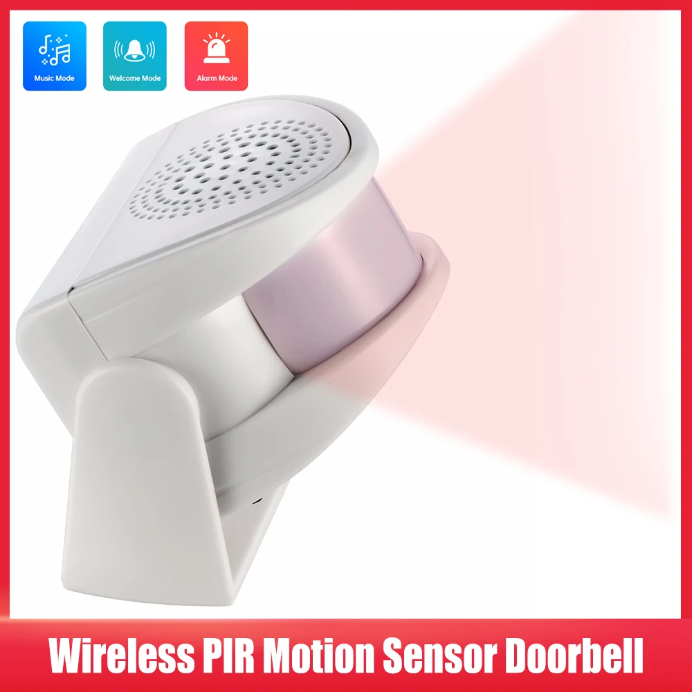 

Wireless PIR Motion Sensor Doorbell Anti Theft Chime Burglar Alarm Visitor Alert Door Bell for Home Shop Restaurant Security