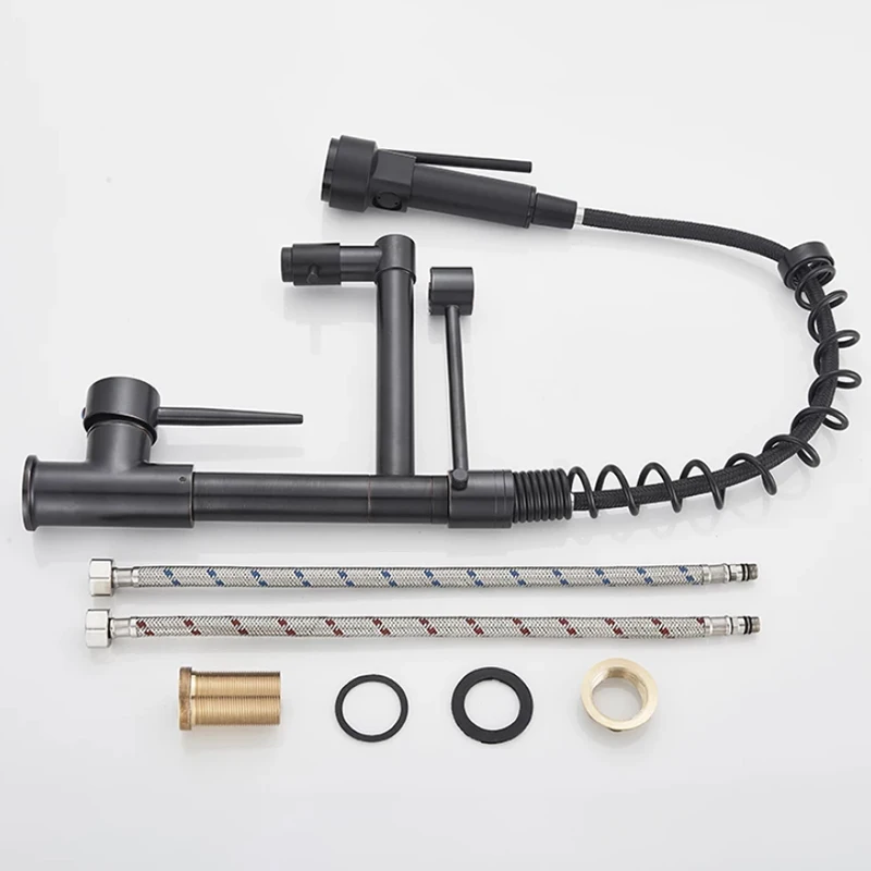 Современный черный пружинный смеситель для кухонной раковины 360 градусов