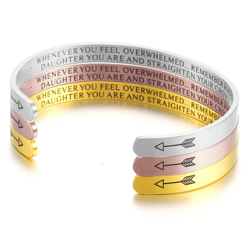 Вдохновляющие Браслет манжета на Заводной головке браслет Нержавеющая сталь