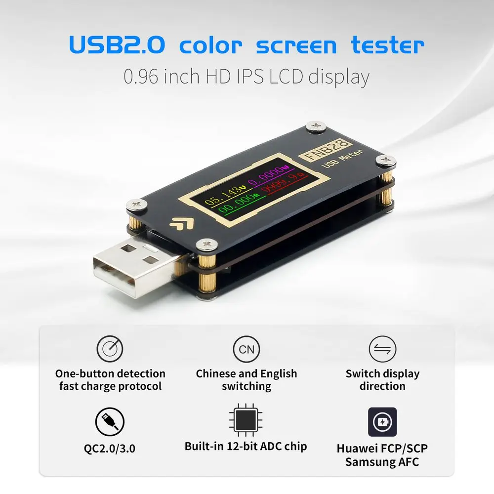FNB28 USB тестовый измеритель тока и вольтметра для QC2.0 / QC3.0 FCP SCP/AFC протокол быстрой