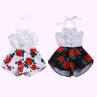 Комбинезоны на лямках для девочек 0-3 лет, кружевные комбинезоны без рукавов, с широкими штанинами, с открытой спиной, летняя одежда