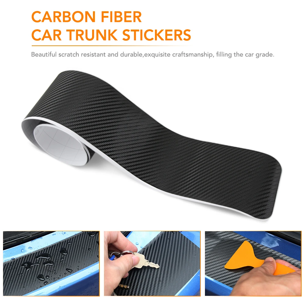 1pcs 90*8.8cm Rear Bumper Protection Carbon Fiber Sticker For VW Volkswagen Golf 7 MK7 MK6 MK5 POLO jetta tiguan Accessories | Автомобили
