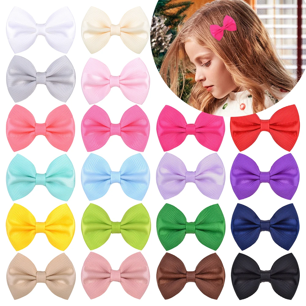 

20Colors Solid Ribbon Bowknot With Hair Clip Hairpin Boutique Cute Barrettes For Girls Headwear Kids Hair Accessories Best Gifts