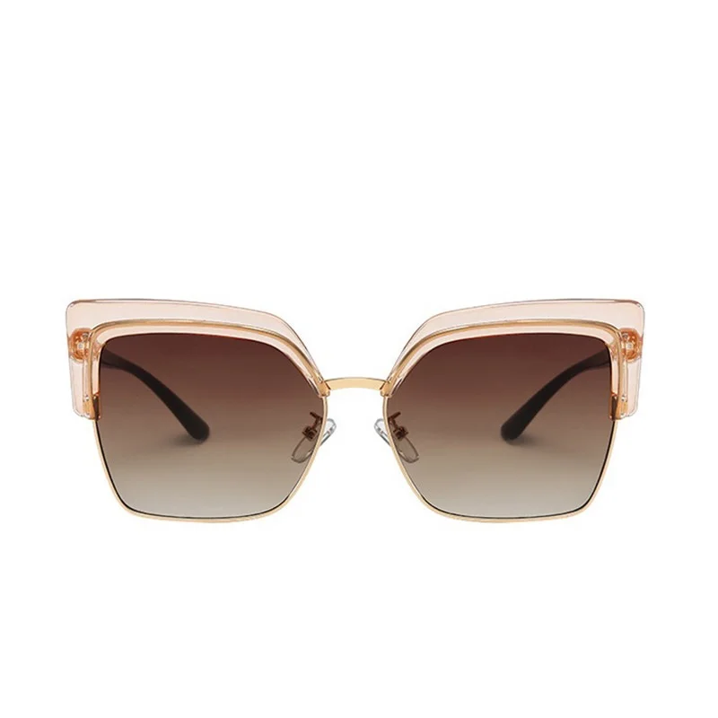 

Elegant Woman Cat Eye Sunglasses Half Frame Square Shades for Women Vintage Brand Design Oversized Sun Glasses Oculos De Sol