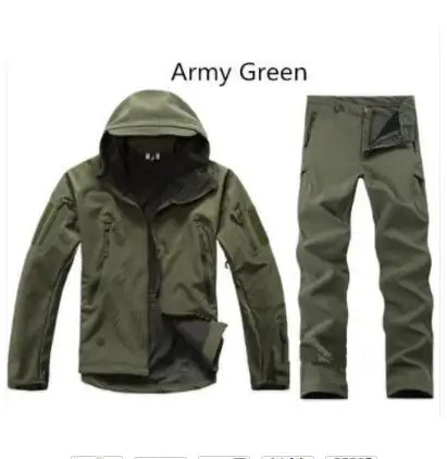 Камуфляжная охотничья одежда Акула кожа мягкая оболочка скрытый tad v 4,0 уличная Тактическая Военная флисовая куртка+ униформа брюки костюмы - Цвет: Army green