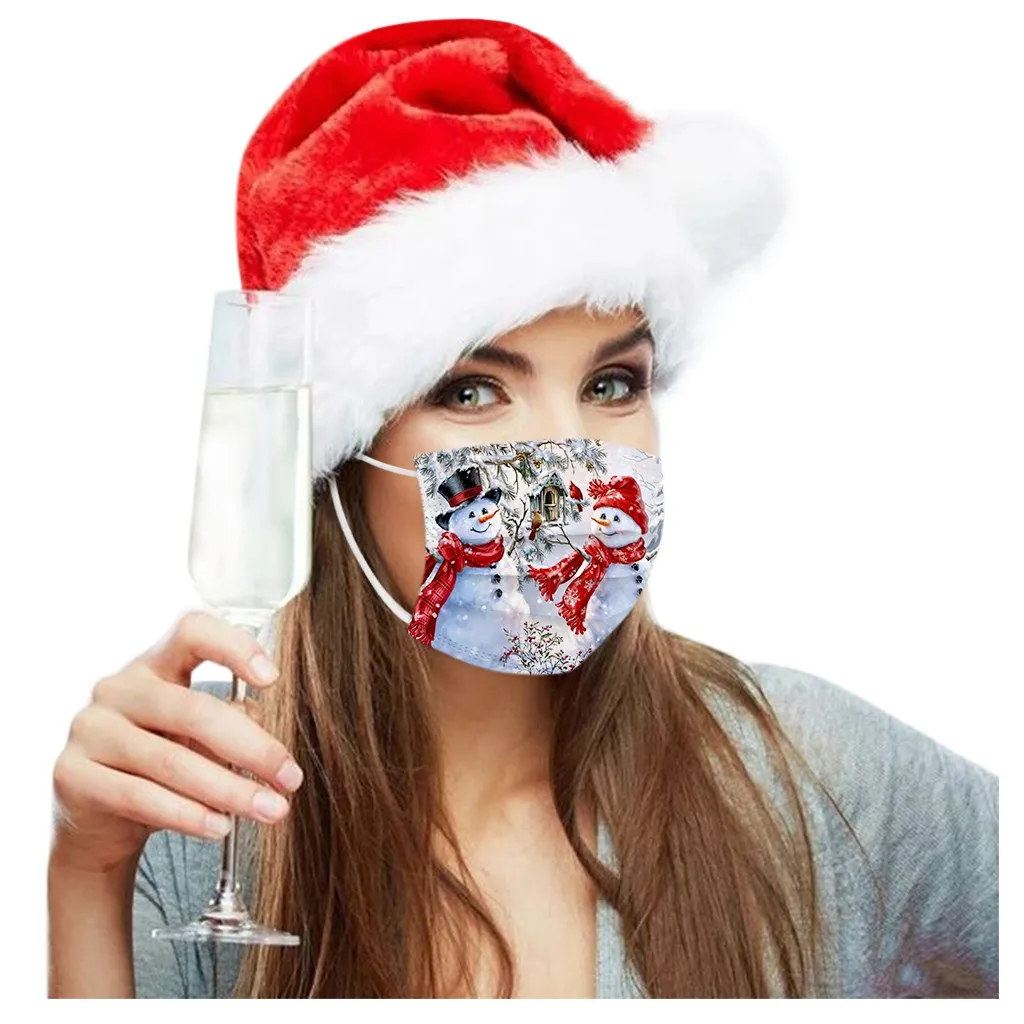 

Christmas Print Adult Face Mask Disposable High Quality Mask Industrial 3Ply Earhook 50PC Masks Masque Mascarillas Mondmasker