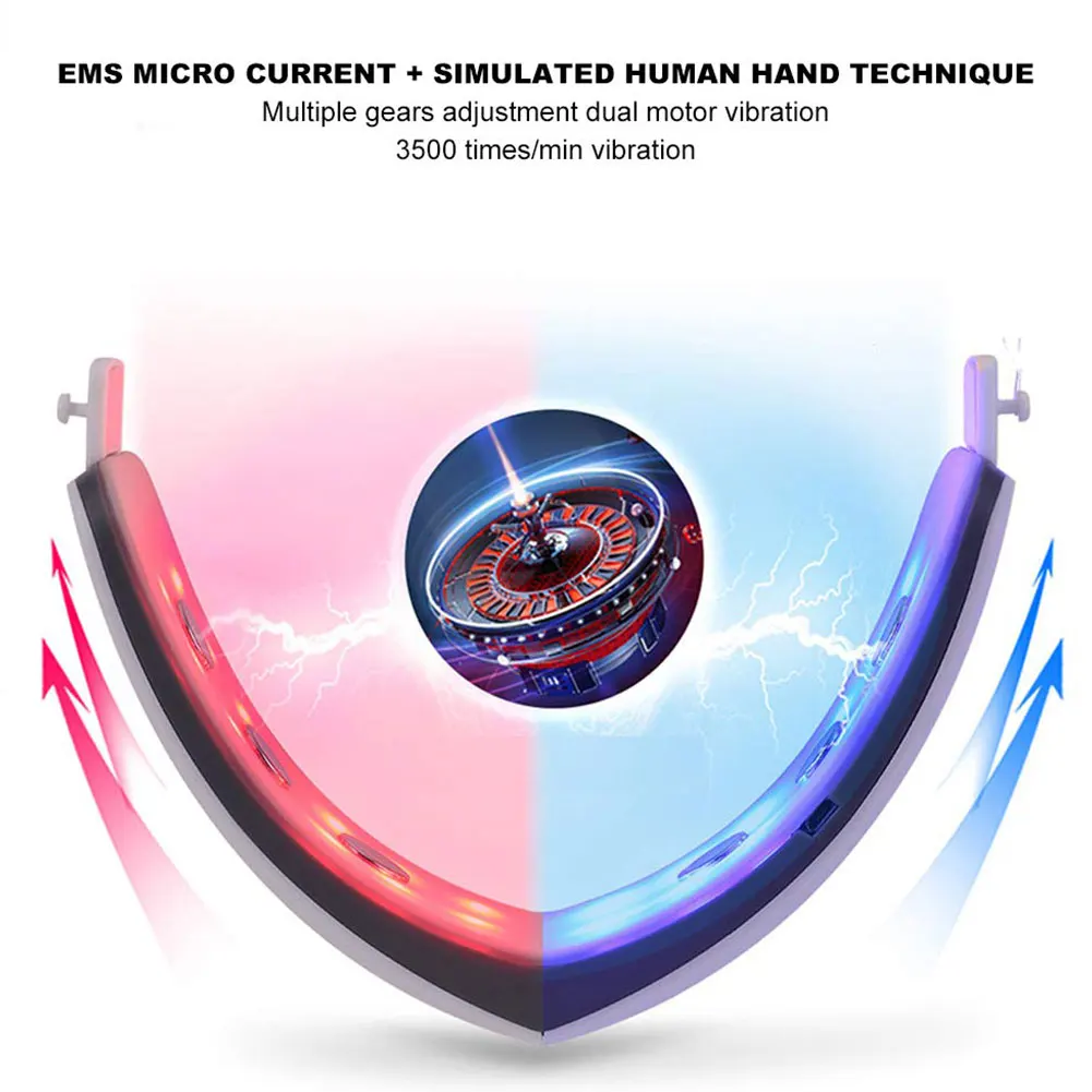 

Micro Current Electric Face Slimming Belt Microcurrent V Face Chin Lift Massager Vibration Facial Slimmer With Electrode Pads