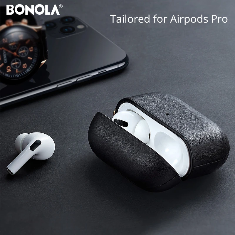 Кожаный чехол Bonola для Airpods Pro, противоударный защитный чехол s для Airpods 3 с чехлом-брелком для наушников Apple