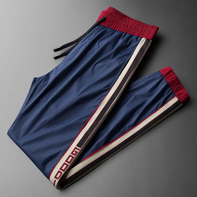 

2021 new ice silk pants men's loose Joker trend large size casual pants men's summer thin toe sports pants