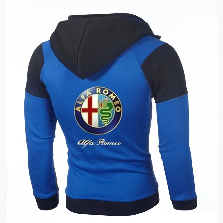 

Men's Fashion Pullover Alfa Romeo Logo Jacket Long Sleeve Double Zipper Jacket Fleece Hoodie Sweatshirts Coat T5