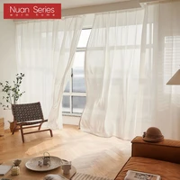 solid color white sheer curtain for living room bedroom kitchen door window treatment modern household voile tulle curtain