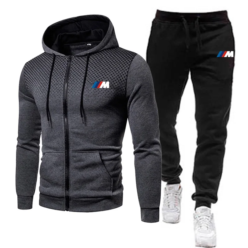 

New BMW M Men's Sportswear 2-Piece Hoodie + Pants Sportswear Men's Sweater Zipper Hoodie Men's Suit Sportswear Jogging SuitS-3XL