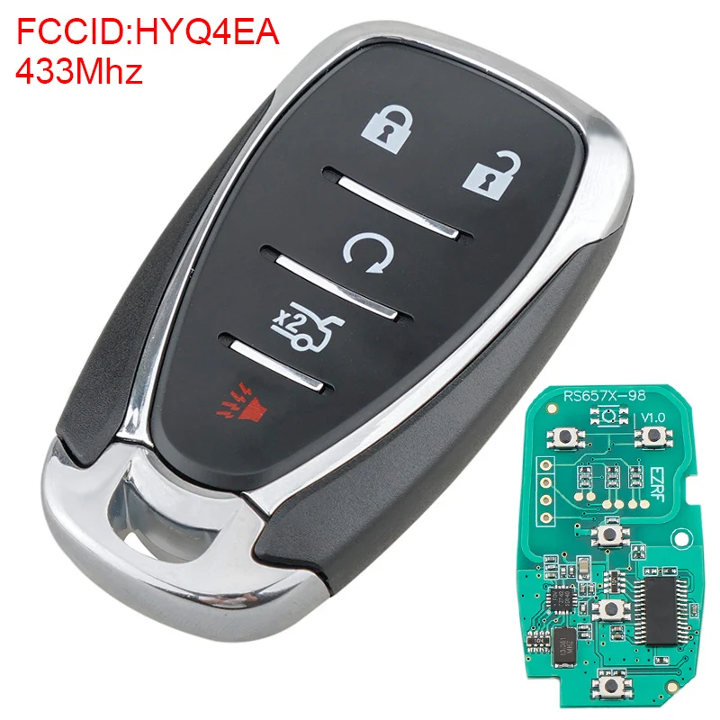 

433Mhz 5 Buttons Smart Remote Car Key with ID46 Chip HYQ4EA Fit for Chevy Camaro Malibu Cruze
