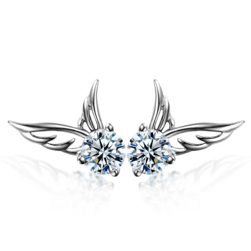 

New Fashion Jewelry Exquisite 925 Sterling Silver Not Allergic Anger Wings Crystal Popular Stud Earrings E412