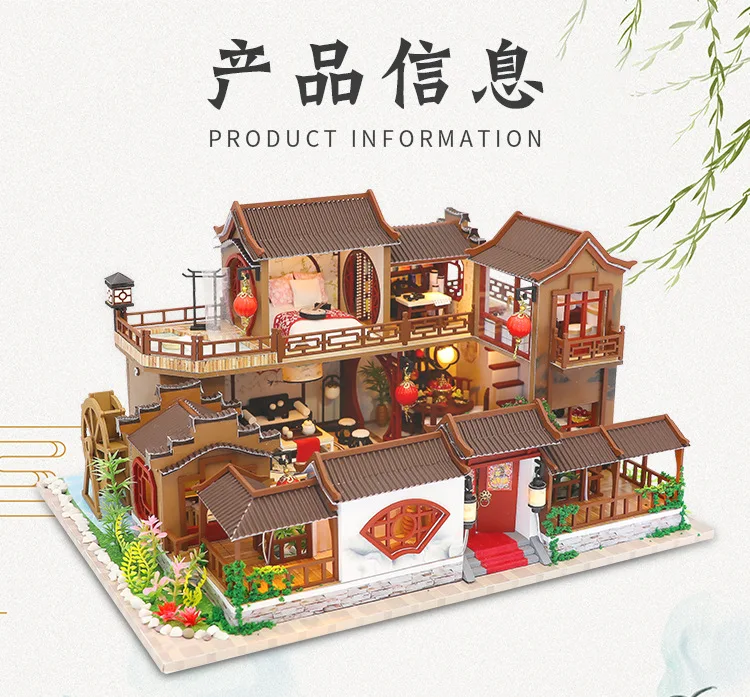 

DIY cottage building model creative customized gift China style Datang ancient town handmade DIY