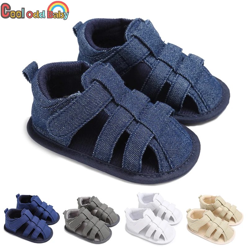 Summer Baby Shoes 0-18 Months Infant Boy Sandals Canvas Soft Sole Anti-Slip Crib Sneakers Fashion Non-Slip Newborn First Walkers