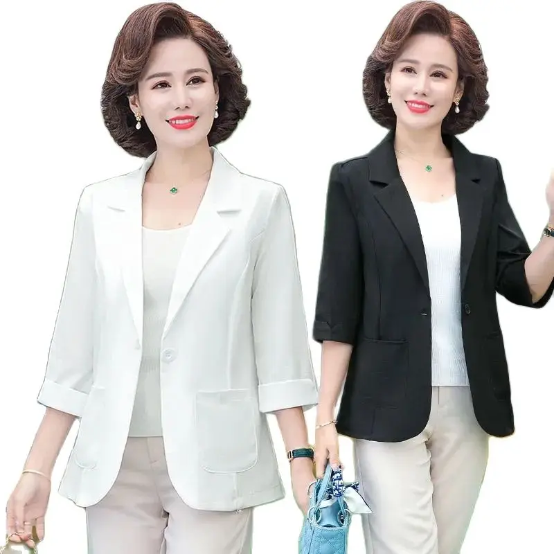 

Summer Thin Mid-sleeve Women's Small Suit 2021 Women's New Jacket Women's Summer Short Casual Suit Three-Quarter Sleeves Commute
