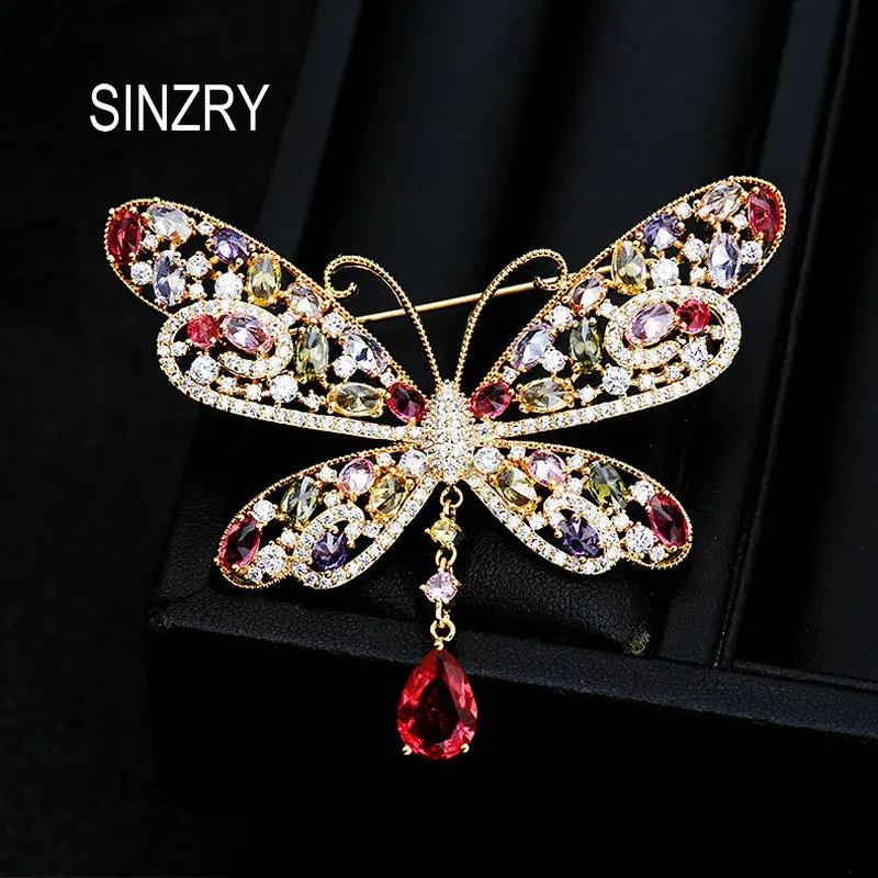 Женская Брошь в виде бабочки SINZRY сверкающая брошь из фианита элегантный