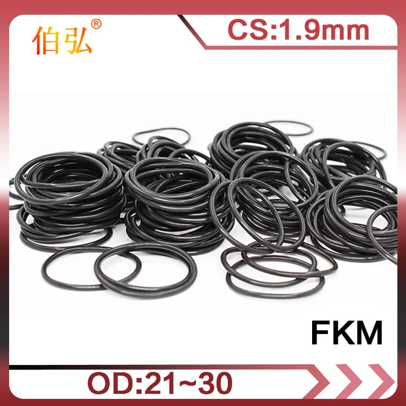 5PCS/lot Black FKM Rubber O-rings Seals 1.9mm Thickness OD21/22/23/24/25/26/27/28/29/30mm ORings Seal Gasket Sealing Washer