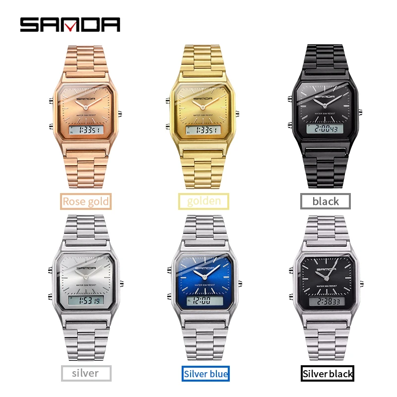 

SANDA Gold Men's Watches Top Brand Luxury Quartz Watch Men Fashion Steel Waterproof Rose Golden Male Clock Relogio Masculino 747