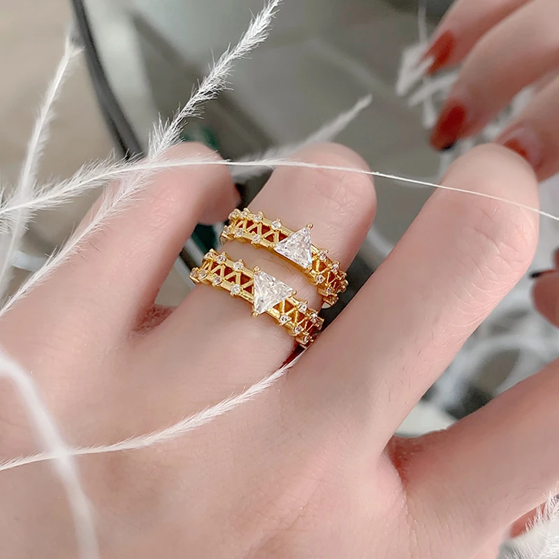 

PINKSEE Womens Midi Knuckle Ring Gold Open Rings Multi-layer Knot Circle Joint Ring Crystal Finger Rings Party Jewelry Gifts