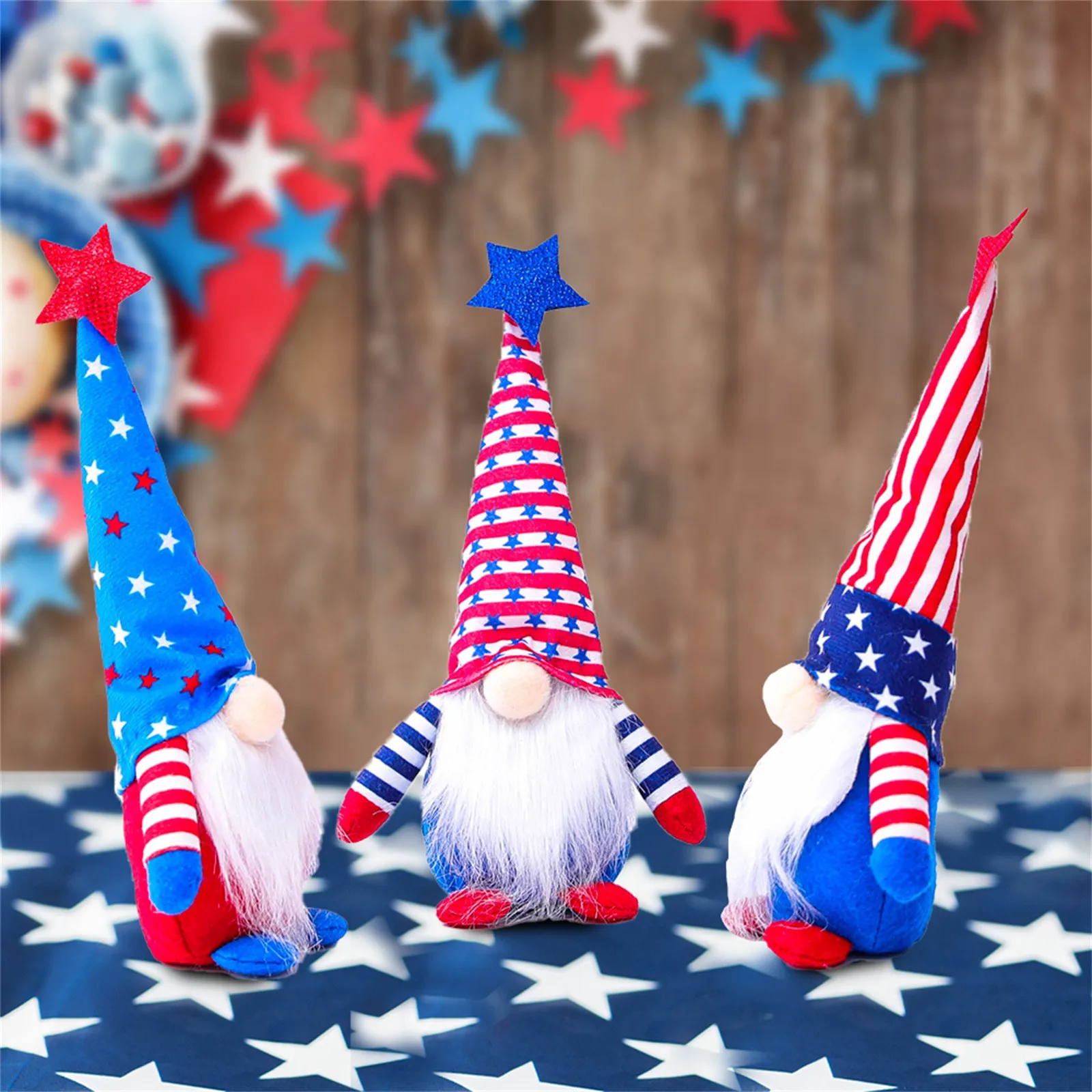 

1 pc Lovely Real Life Plush Patriotic Gnome Soft Doll Dwarf Plush Doll Decorations Holiday Gifts Household independence Day Toys