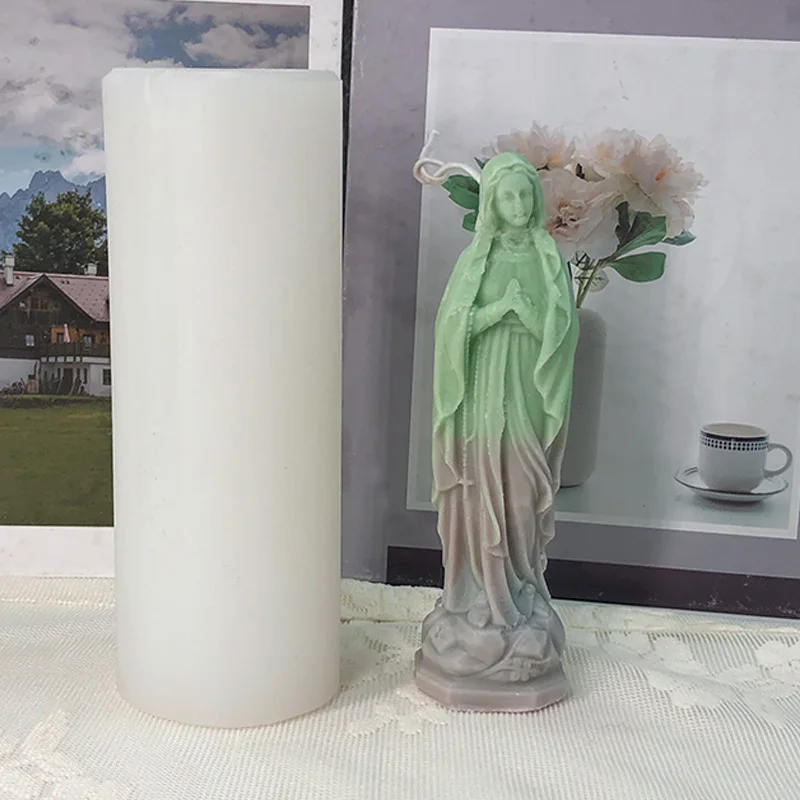 

3D Virgin Mary Modeling Silicone Candle Mold Candle Making Kit Large Incense Stone Portrait Blessing Handmade Plaster Home Decor