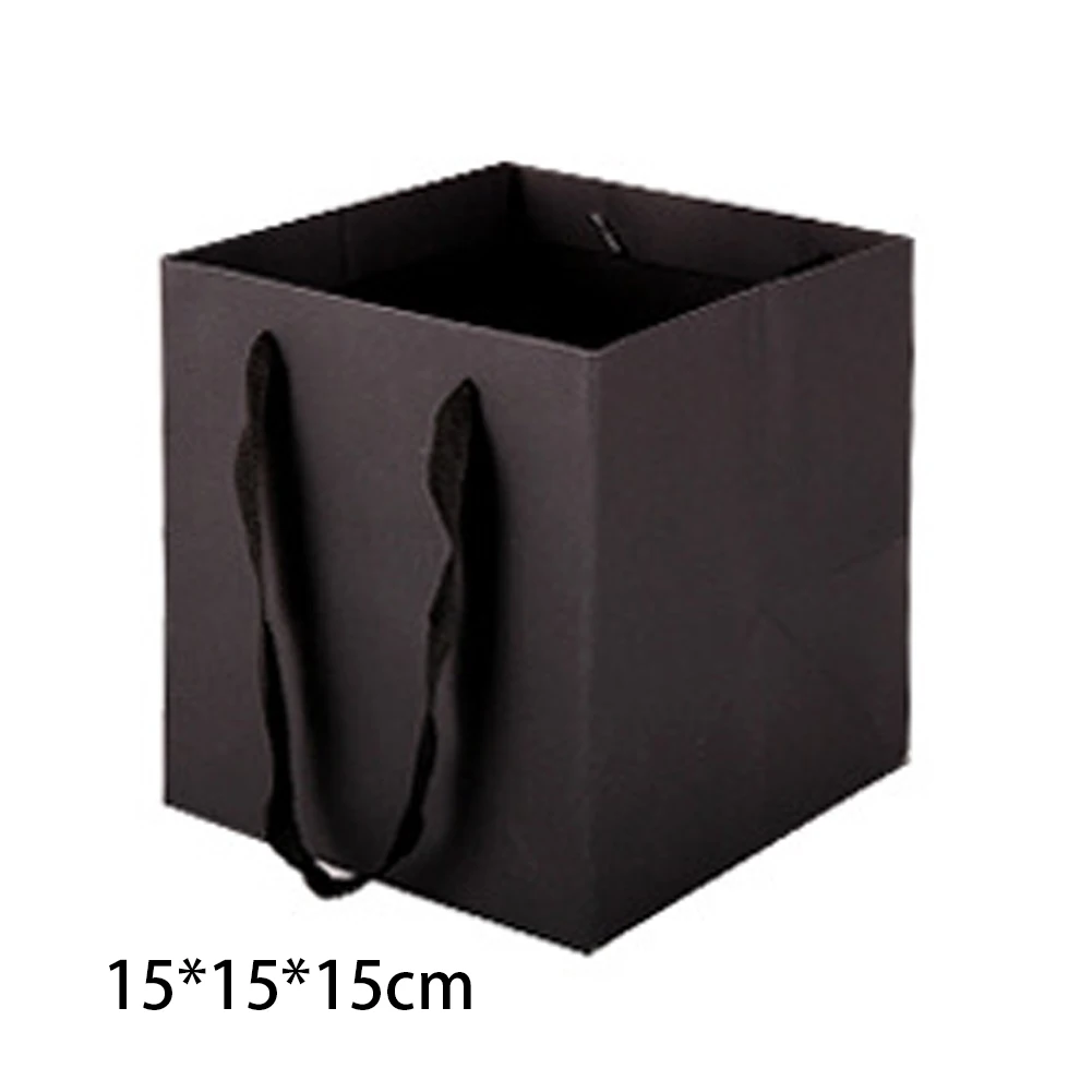 6pcs Paper Bag Party Shopping Birthday With Ribbon Handles Packing Candy Eco Friendly Gift Multifunctional Flowers Square Bottom | Дом и сад