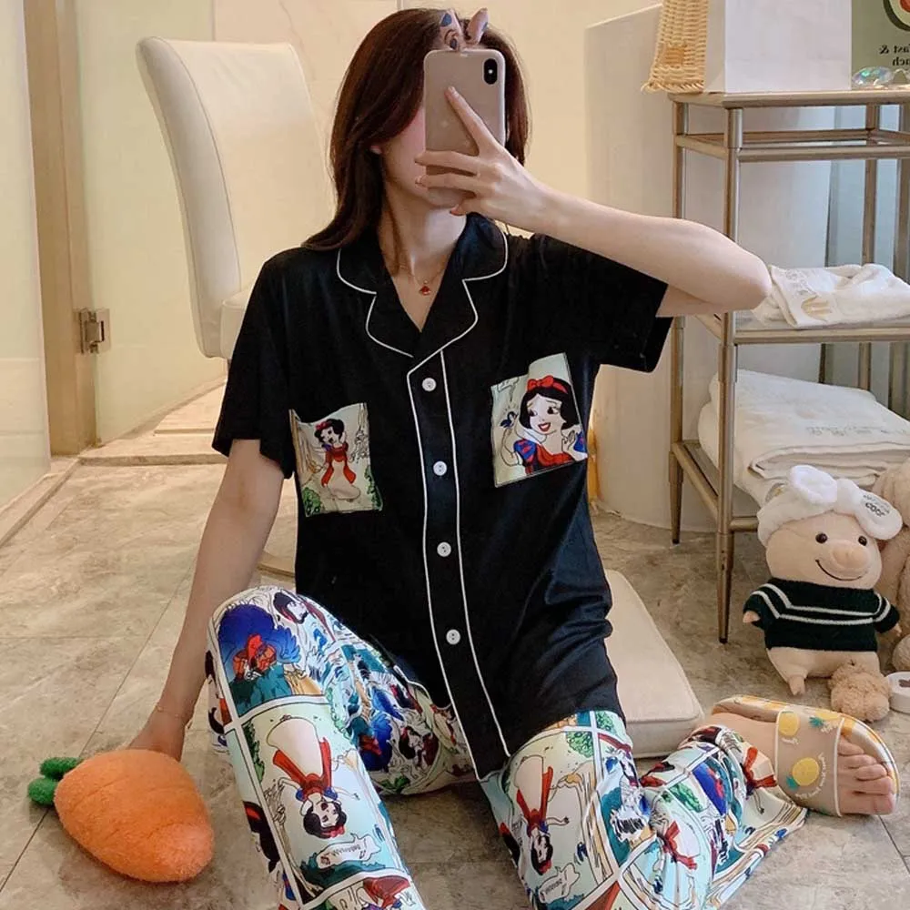 

Disney Schneewittchen Princess Cartoon Print Women T-Shirt Short Sleeve Tee Tops Ankle-Length Pants Or Shorts 1 Sets