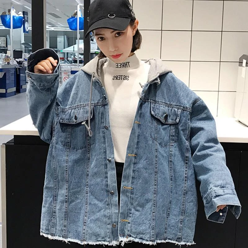 Куртка джинсовая женская в стиле Харадзюку винтажная Свободная верхняя одежда