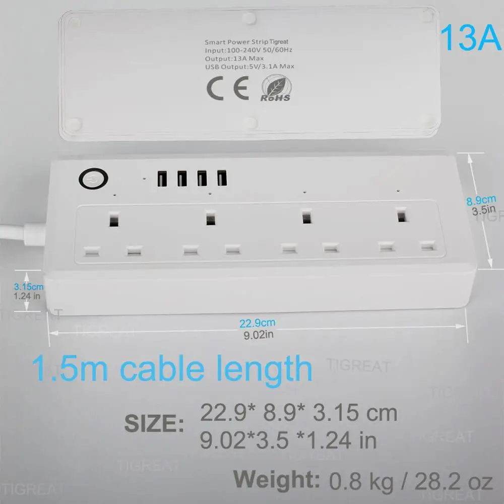 Умный удлинитель с Wi-Fi USB-розеткой и таймером на дистанционном управлении |