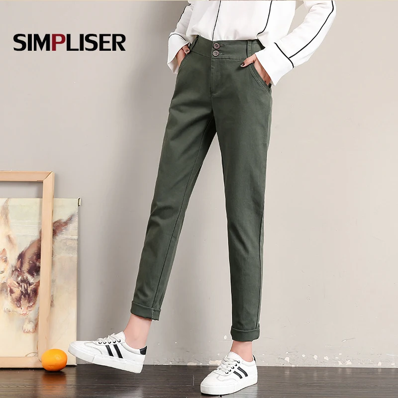 Брюки карго женские эластичные с завышенной талией зеленые черные хаки|Брюки| |