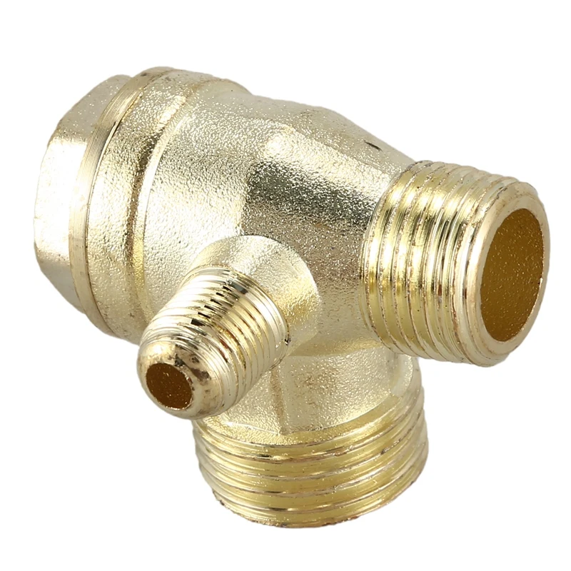 2/5" 3/8&quotPT 1/2&quotPT Male Thread 3 Way Metal Air Compressor Check Valve Gold Tone | Обустройство дома
