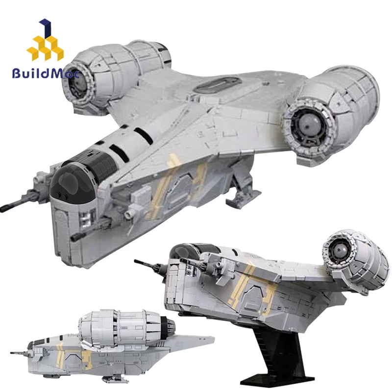 

Buildmoc Space Wars Movie Razor Crest Spaceship Airship Military Plan Building Blocks Bricks Toys For Children's Toys Gift