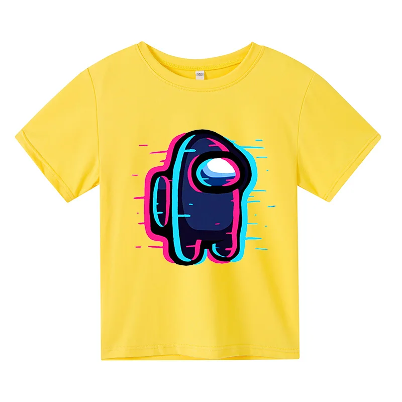 

2021 New Boys Among Us game Crew T Shirt Kids Cartoon blue Space kill Funny for Girls T-Shirt Children Clothing Top 4t-14T