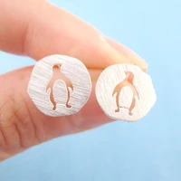 cutout penguin earrings for women animal jewelry stud earrings