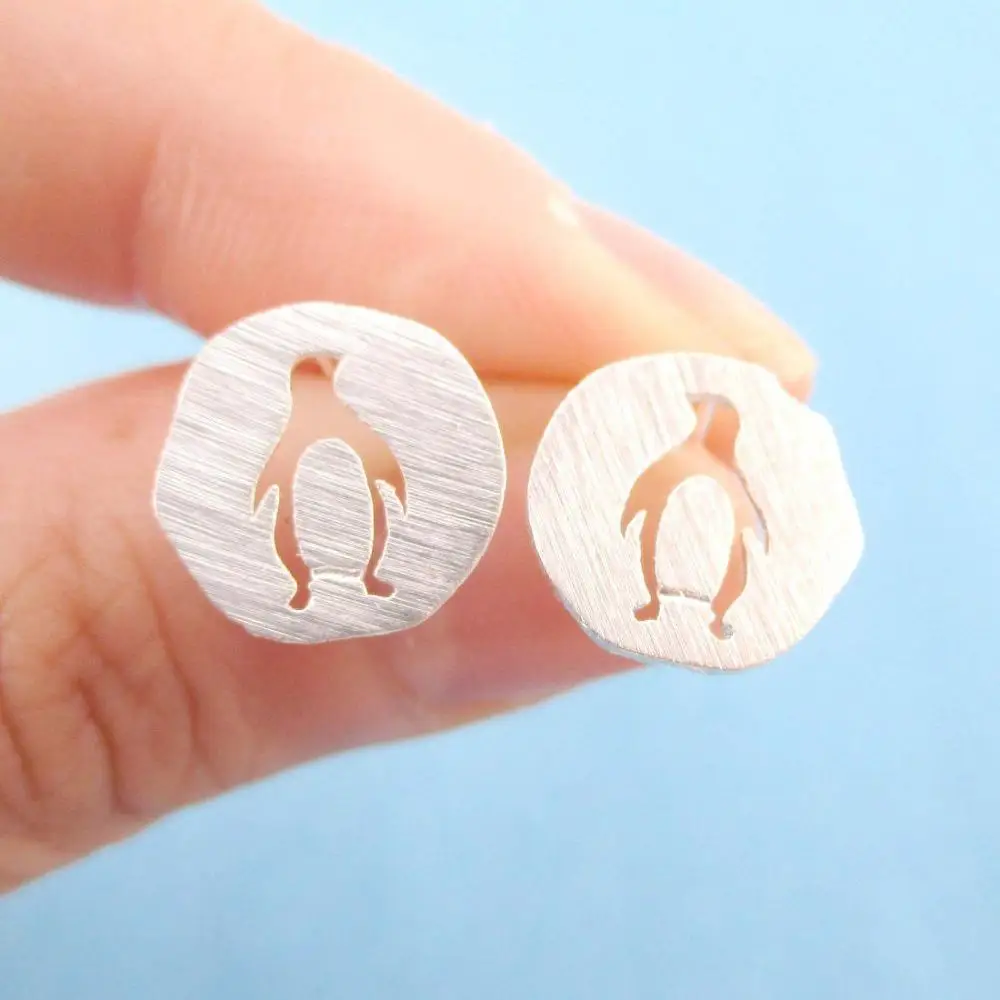 Женские серьги гвоздики в виде животных|penguin earrings|earrings for womenearrings |