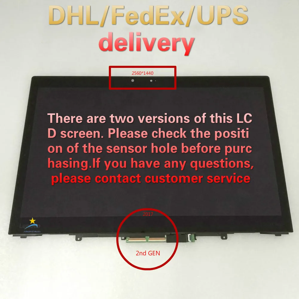 

01AX897 Original New Full Lenovo Thinkpad X1 Yoga 20JD 2nd GEN 2017 QHD 14.0'' LCD LED Touch Screen Digitizer Assembly Bezel