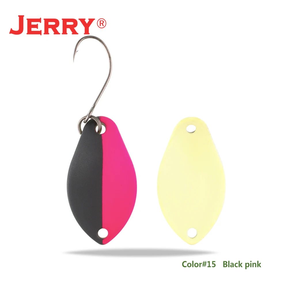 black pink Jerry 2 г 3 г микро форели ложки сверхлегкие латунные рыболовные ложки один крючок Пресноводные металлические приманки зона окуня для ловли щуки pesca - Цвет: black pink