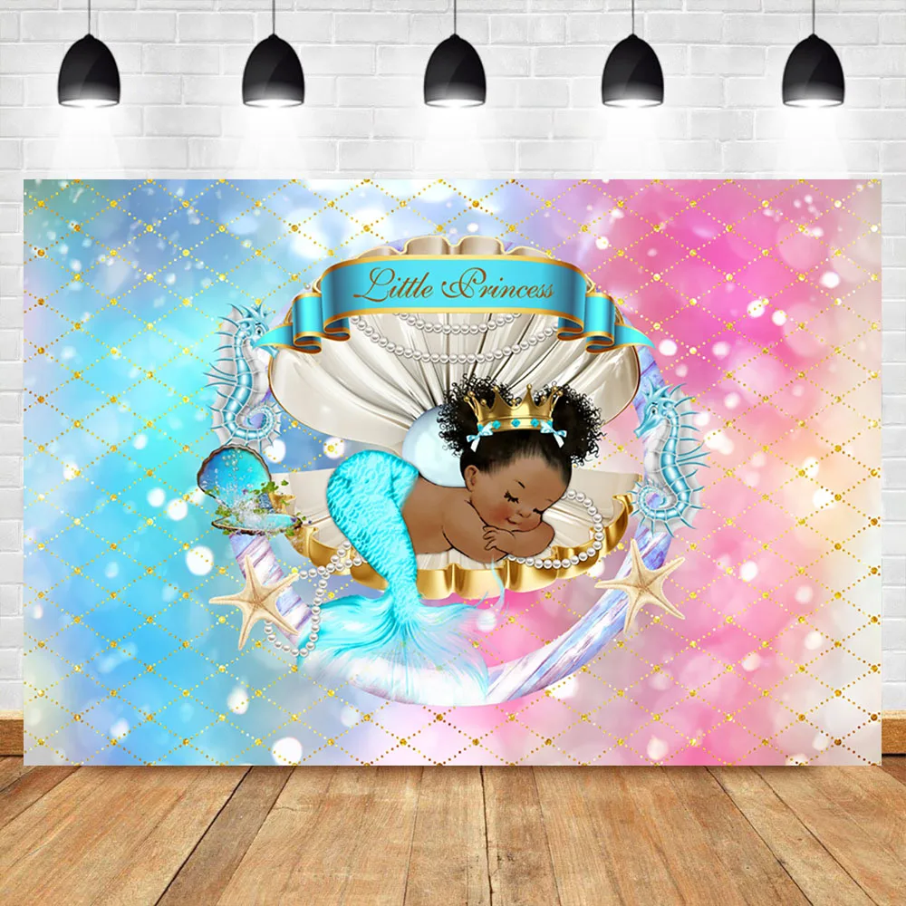 Фон для фотосъемки с изображением королевских принцесс Русалочки под морем