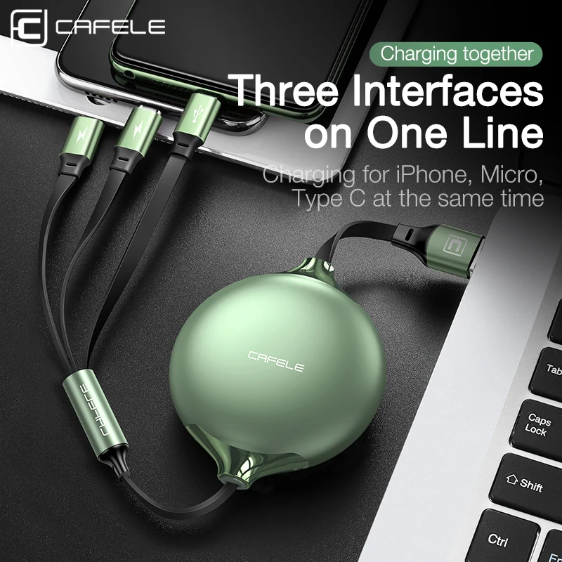Cafele новейший 3 в 1 USB-кабель для iPhone Android и зарядный кабель Type-C 120 см 3A Быстрая