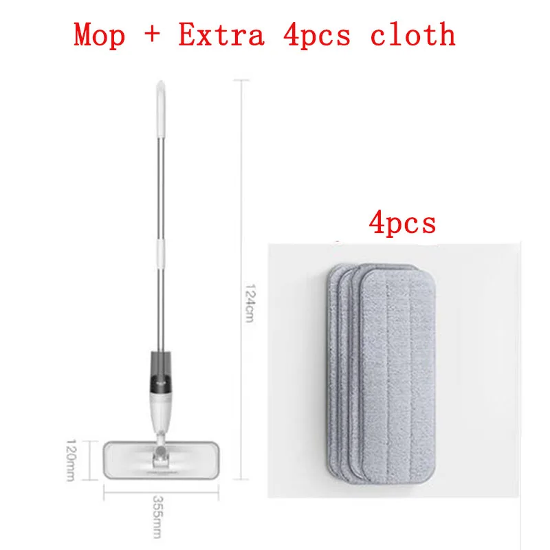 Mop with 4pcs cloth Xiaomi Mijia Smart Deerma спрей для воды Швабра 360 Вращающаяся Чистящая тканевая головка деревянный пол керамическая плитка Швабра инструменты для сухой чистки - Цвет: Mop with 4pcs cloth