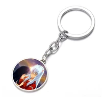 anime inuyasha keychain glass dome key chain bag charm pendant bronze silver black keyring holder kids boys girl pendant