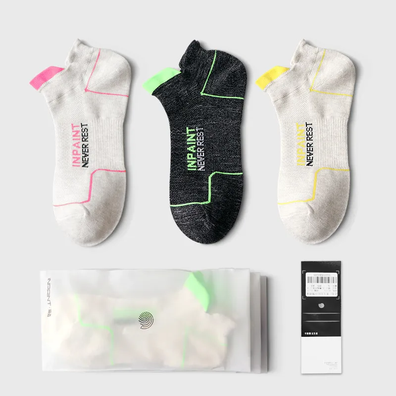 Кроссовки носки хлопковые флуоресцентные для бега марафона бадминтона