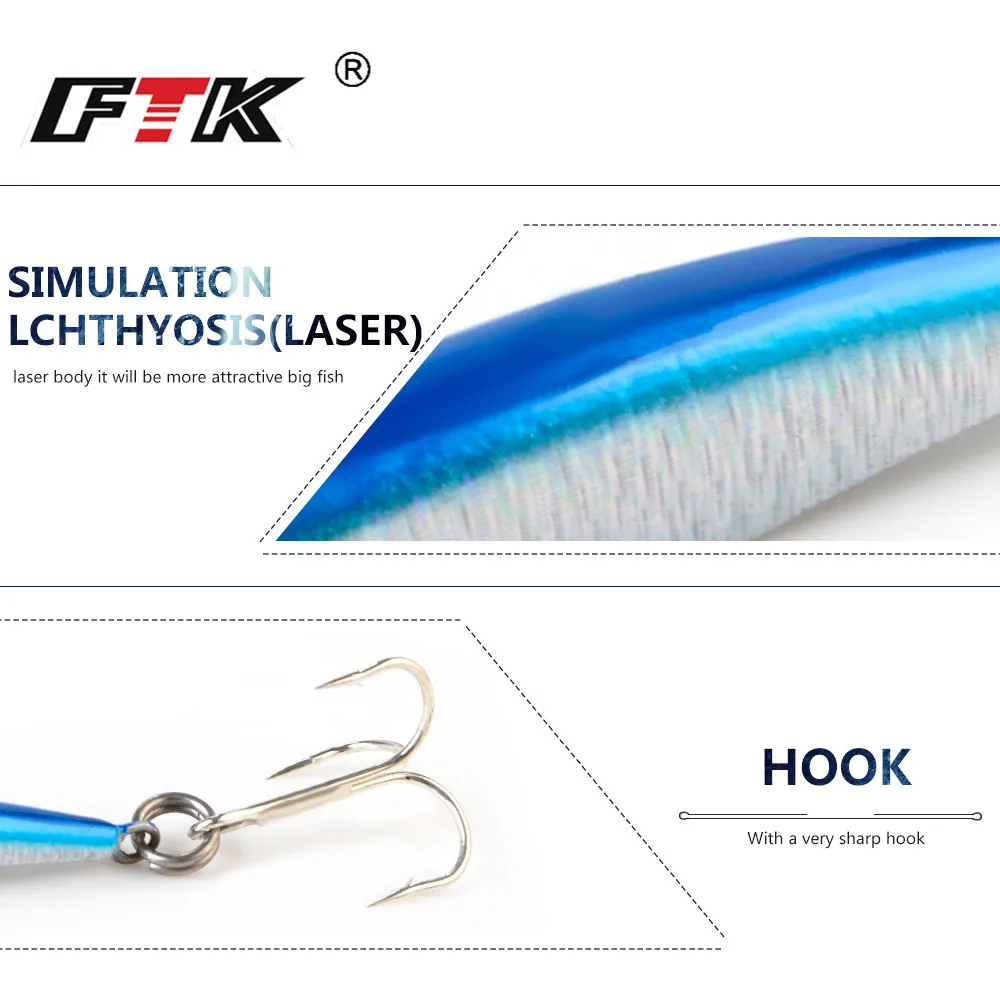 FTK Metal Spinner Slow Jig Cast Spoon 40/60G Artificial Bait Shore Fishing Jigging Lead Bass Casting Lure | Спорт и развлечения