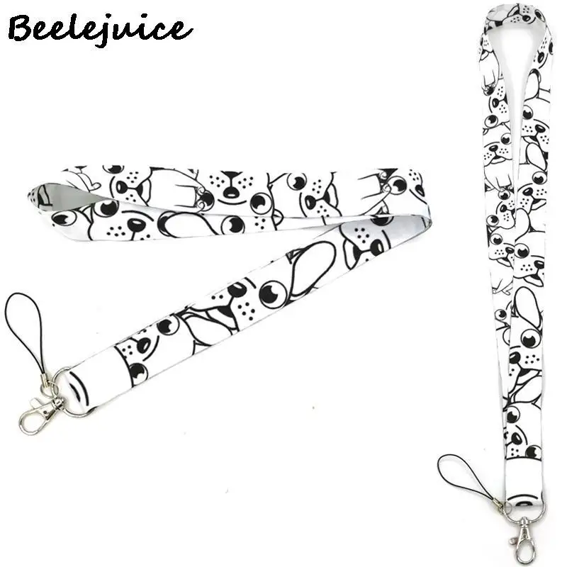 

24pcs Sharpei Pug Dogs Lanyard for Keys Phone Cool Neck Strap Lanyard for Camera Whistle ID Badge Cute webbings ribbons Gifts