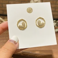 2020 new fashion trend womens earrings delicate sweet golden round heart earrings for women party girl jewelry gift wholesale